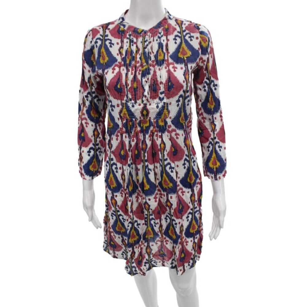 Roberta Roller Rabbit Women Shift Dress Blue 3/4 Sleeve Cotton Size XS